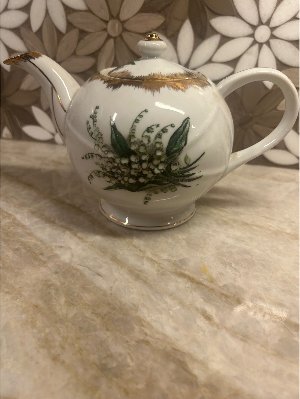 VTG Napco China Lily of the Valley Teapot w/ Lid - SD170 Hand Painted Japan